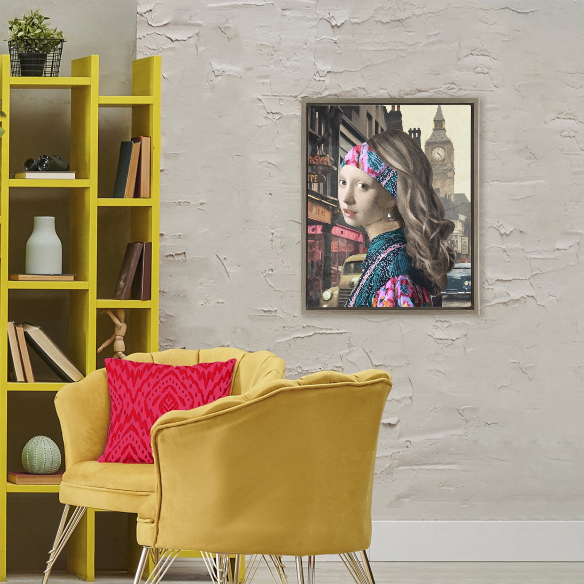 Carnaby Street Remix Painting Brown Framed Floater Canvas Wall Art, design by Sasha