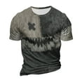 thumbnail image 3 of Men's Halloween Patchwork Skull Graphic T-Shirt Crew Neck Short Sleeve Casual Streetwear Top, 3 of 6