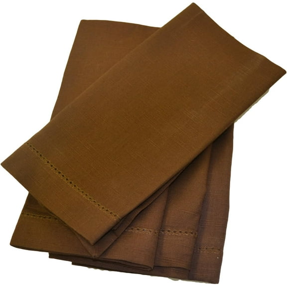Hemstitch Dinner Napkins Brown 1 Dozen