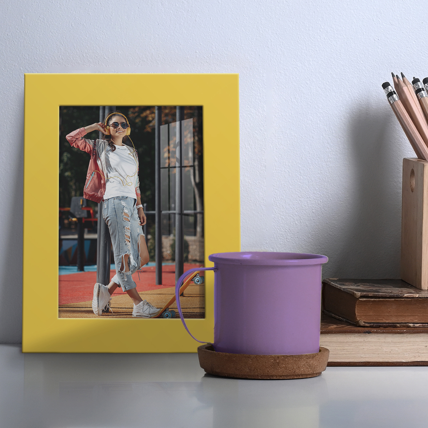 Modern 3.5 in. x 5 in. Yellow Picture Frame (Set of 2)