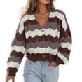 thumbnail image 5 of thefmos Womens Striped Chunky Cardigan Sweaters Button Up Fall Trendy Color Block Long Sleeve Knit Coats Casual Fashion Winter Clothes, Pink S, 5 of 5