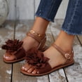 thumbnail image 5 of Women's Fashionable Summer Floral Pointed Toe Flat Sandals-Solid Color Flower Casual Slippers Brown 43, 5 of 9