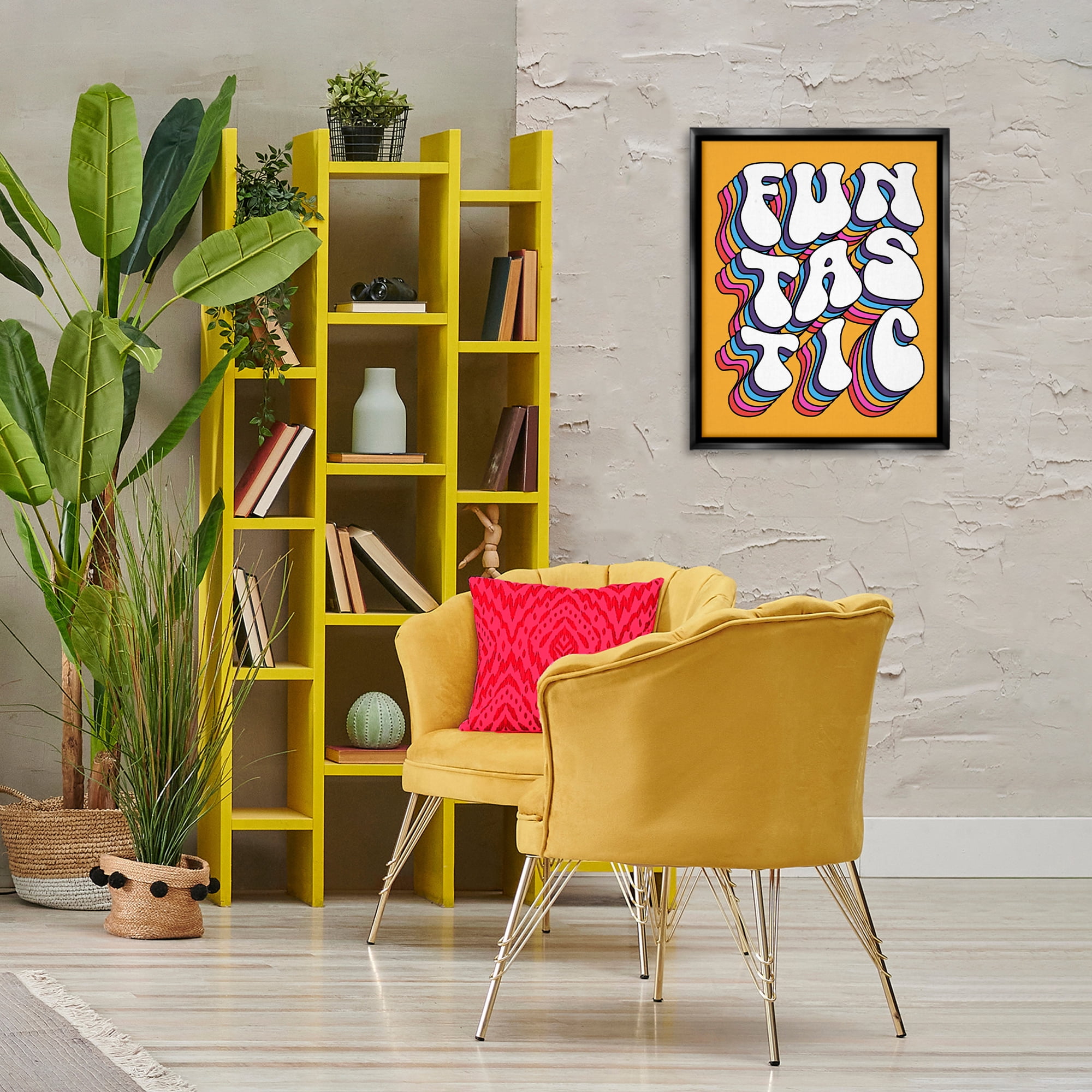 Stupell Industries Funtastic Groovy Typography Text & Numbers Painting Black Floater Framed Canvas Art Print Wall Art, 17 x 21