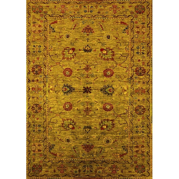 Ahgly Company Indoor Rectangle Oriental Yellow Industrial Area Rugs, 4' x 6'