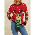 thumbnail image 4 of Women Christmas Knitted Sweater with Funny LED Light Up Round Neck Pullover, 4 of 9
