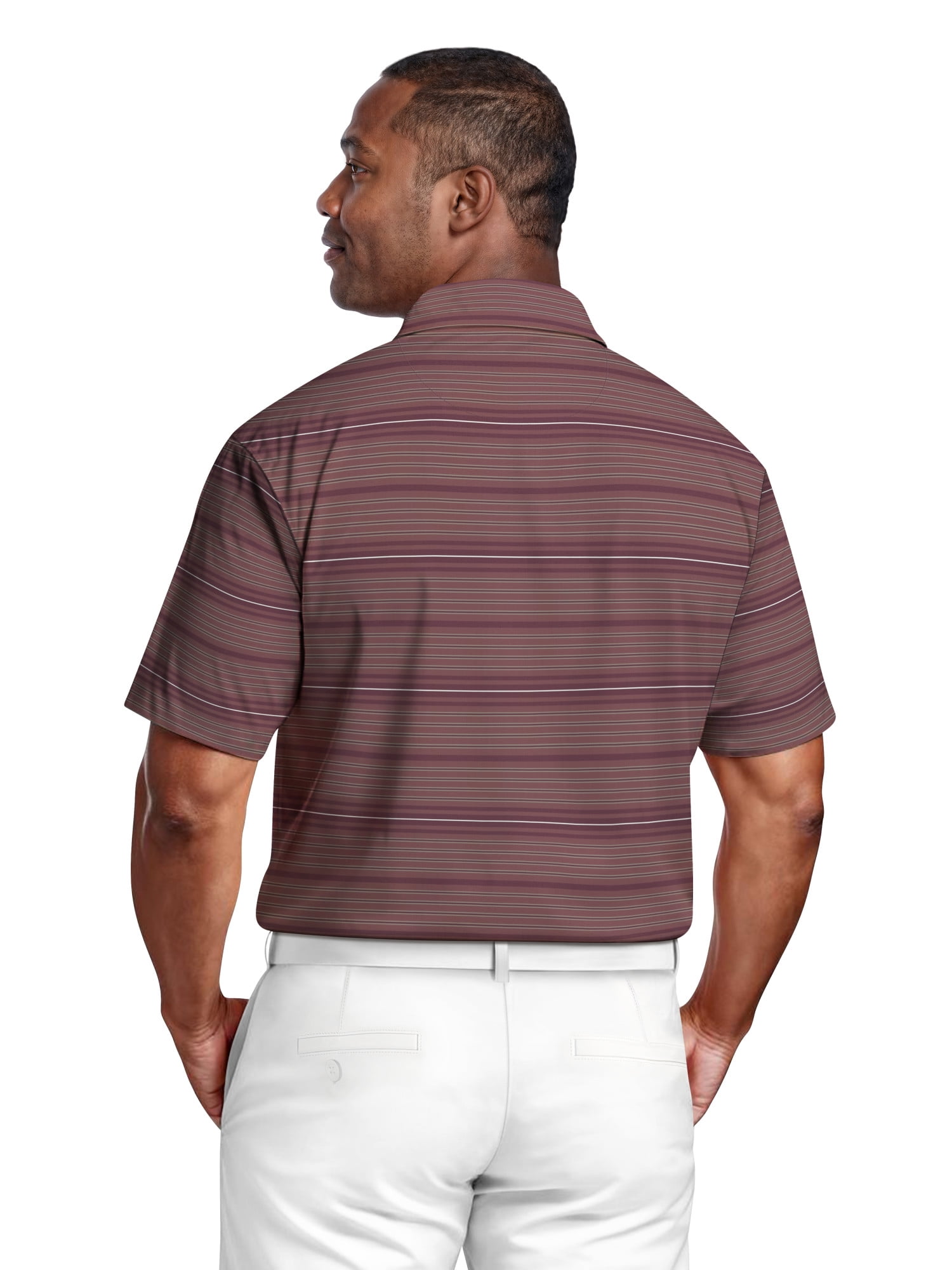 Ben Hogan Men's & Big Men's Performance Texture Stripe Short Sleeve Golf Polo Shirt, Sizes S-5XL