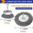 thumbnail image 2 of 8 pack drill wire brushes, 3" dry wire brushes, 2 of 5