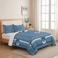 thumbnail image 7 of Quilts Twin Size, Denim Blue Botanical Soft Comforter Bedding Set for Bed, Vintage Florals Geometric Minimalist Lightweight Quilted Bedspread with Pillow Cover(2 Pieces) for All Season, 68x86 Inch, 7 of 7