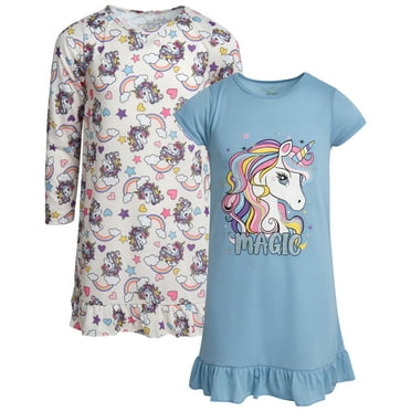 Sweet & Sassy Girls' Pajamas - 2 Pack Sleep Shirt Nightgown Pajamas (Size: 4-14)