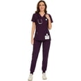 thumbnail image 1 of Scrubs for Women Set - Stretch V-Neck Scrub Top & Jogger Pant with 8 Pockets, 1 of 6