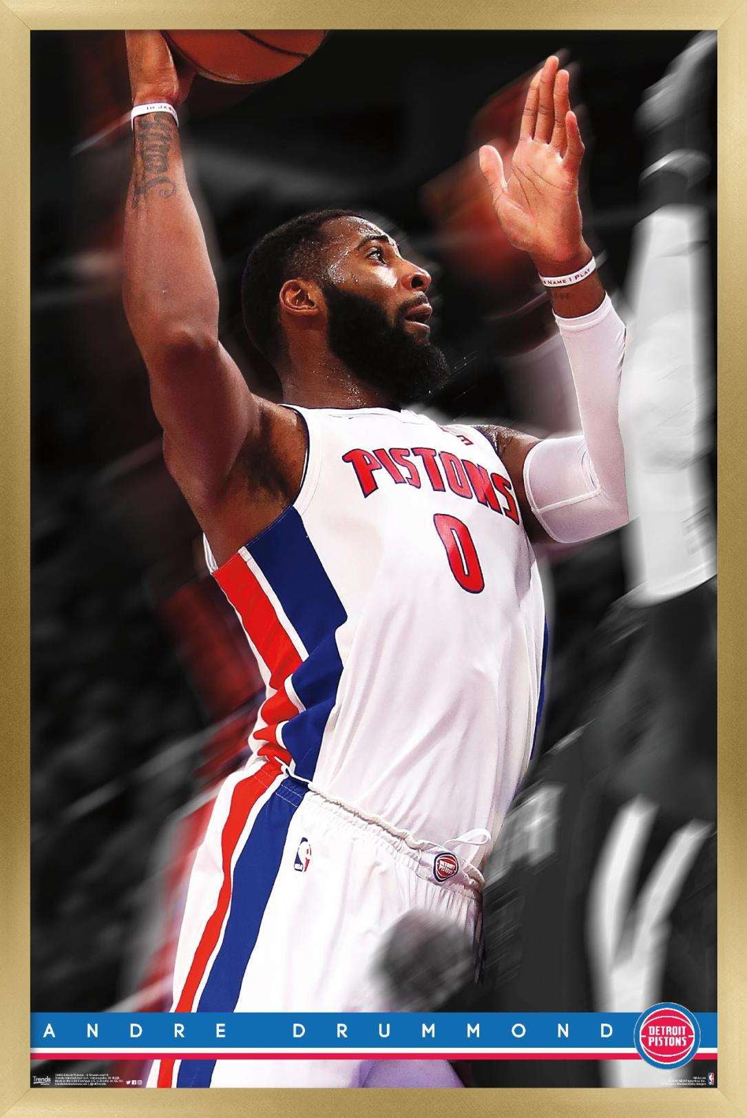 Trends International NBA Detroit Pistons - Andre Drummond 18 Wall Poster  24.25" x 35.75" x .75" Gold Framed Version - Walmart.com