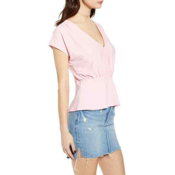 Leith Haut à Manches Courtes Col en V pour Femmes en Orchidée Rose Taille TP 39$