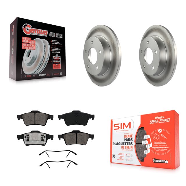 Transit Auto Rear Coated Disc Brake Rotors and Semi-Metallic Pads Kit for Car 2004-2005 Mazda 3 2.0L KGS-101340