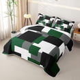 thumbnail image 3 of Castle Fairy Minimalist Irregular Square Block Bed Spread Queen 3pcs,Vintage Overlap Geometric Queen Coverlet Set,Forest Gray Black,1 Quilt and 2 Pillowcases, 3 of 7