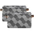 thumbnail image 2 of GZHJMY 2 Pack Collapsible Organizer Storage Bins with Moroccan Plaid Gray White Cute Print,14.2"x10.2" Rectangular Fabric Baskets with Sturdy Leather Handles for Home/Office/Bathroom, 2 of 7