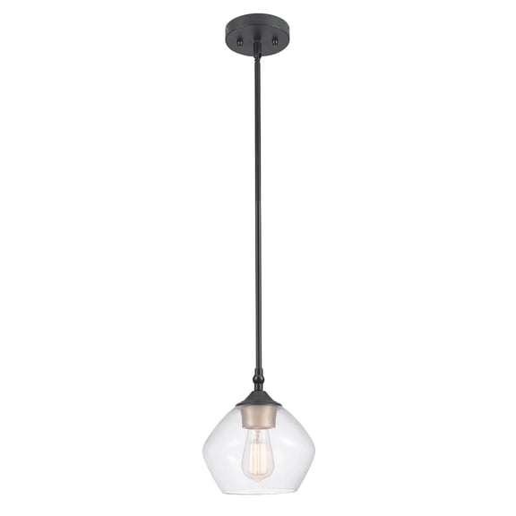 Open Box 1-Light Matte Black Pendant Lighting with Clear Glass Shade