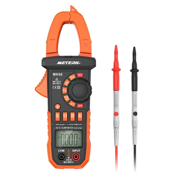 Meterk 4000 Counts Digital Clamp Meter AC/DC Voltage Current Portable Handheld LCD Diaplay Auto-ranging Clamp