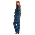 thumbnail image 2 of #followme Printed Flannel Button Front PJ Pant Set (Blue - Buffalo Plaid, Medium), 2 of 3