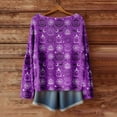 thumbnail image 5 of WTOBBY Women's Fashion Long Sleeve Halloween Print Sweater, Themed Pullover with Spooky Designs, Cozy and Stylish Top for Fall Parties and Events,Purple M, 5 of 5