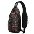 thumbnail image 1 of Waves and Wood Grain Pattern Sling Bag, Tribal Style Artistic Crossbody Backpack, 1 of 3