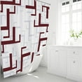 thumbnail image 3 of Burgundy Fabric Shower Curtain, Geometric Cloth Shower Curtain Set with 12 Plastic Hooks, Water Repellent, Machine Washable, Hotel Modern Decorative Polyester Shower Curtains for Bathroom, 72x72, 3 of 6