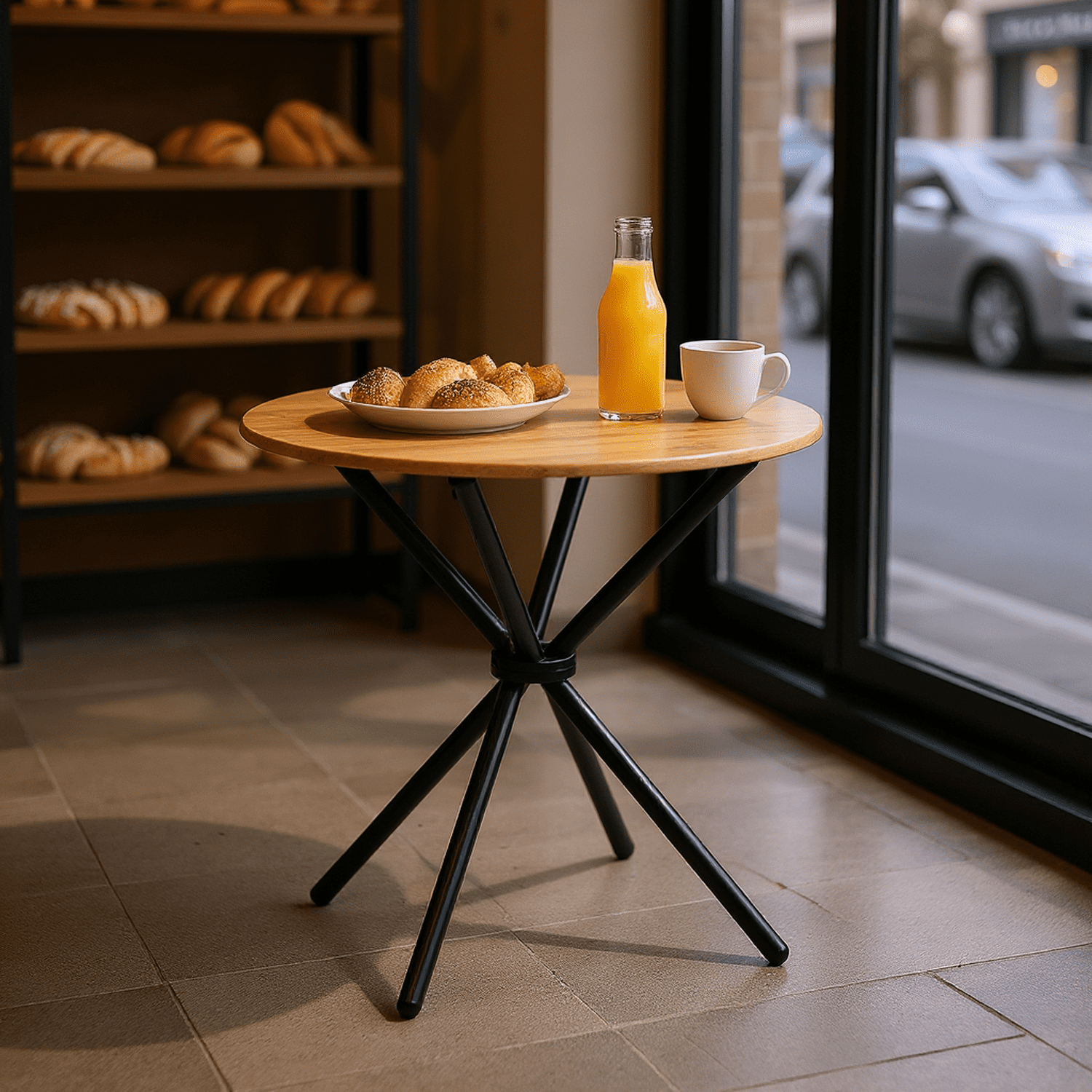 Homy Casa 31.5in Round Dining Table, Small Space Kitchen Table with Metal Legs for 2–4 People