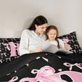 thumbnail image 5 of jejeloiu Initial Letter R Full Size Comforter Sets,Kawaii Bowknot Bedding Comforter Set,Pink Black Bedding Sets For Girls,Breathable Bedroom Decoration Reversible,3-Piece, 5 of 8