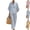 20# Sky Blue, variant on Women's Striped Cotton Linen Matching Sets Half Button Stand Collar Top and Wide Leg Pants Plus Size Loose Fit Summer Loungewear Outfits 2026 Yellow XXL