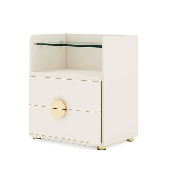 YYAo Modern Nightstand,Side End Table with Storage, for Living Room, Bedroom and Small Spaces, Accent Bedside Farmhouse Tables, Easy Assembly (Beige)