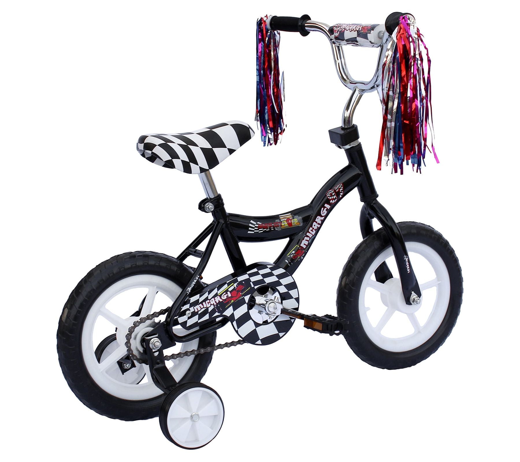 PlayWorld 12 In. Kid's Beginner Bicycle for 2-4 Years Old Boy's and Girl's with Foam Tire for Indoor Use No Brake, Black and White