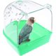 thumbnail image 1 of Baño para pájaros colgante transparente, jaula de ducha de plástico para limpiar loros y pájaros cuco, verde, 1 of 5