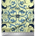 thumbnail image 1 of Soimoi Cotton Voile Fabric Swirl & Ogee Damask Print Fabric by Yard 56 Inch Wide, 1 of 1