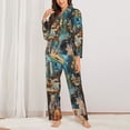 thumbnail image 2 of Lsque Whimsical Cats Night Cafe Pattern Long Sleeve Pajama Set for Women - Soft 2-Piece Sleepwear and Loungewear Set with Pockets, Comfy Nightwear-Small, 2 of 7