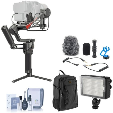 DJI RS 4 Pro Combo, Bundle with On-Camera LED Light, Shotgun Microphone and Backpack