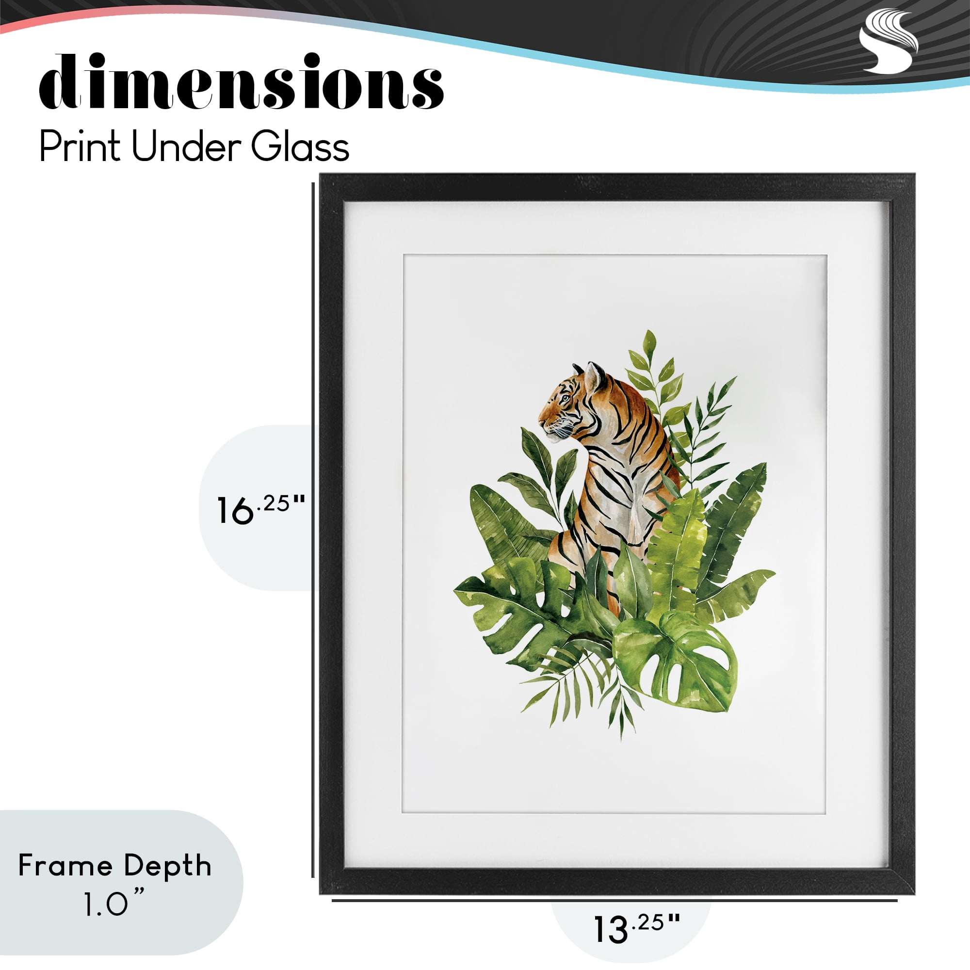 Stupell Industries Exotic Jungle Tiger Black Framed Print Under Glass, design by Bethany Sandoval