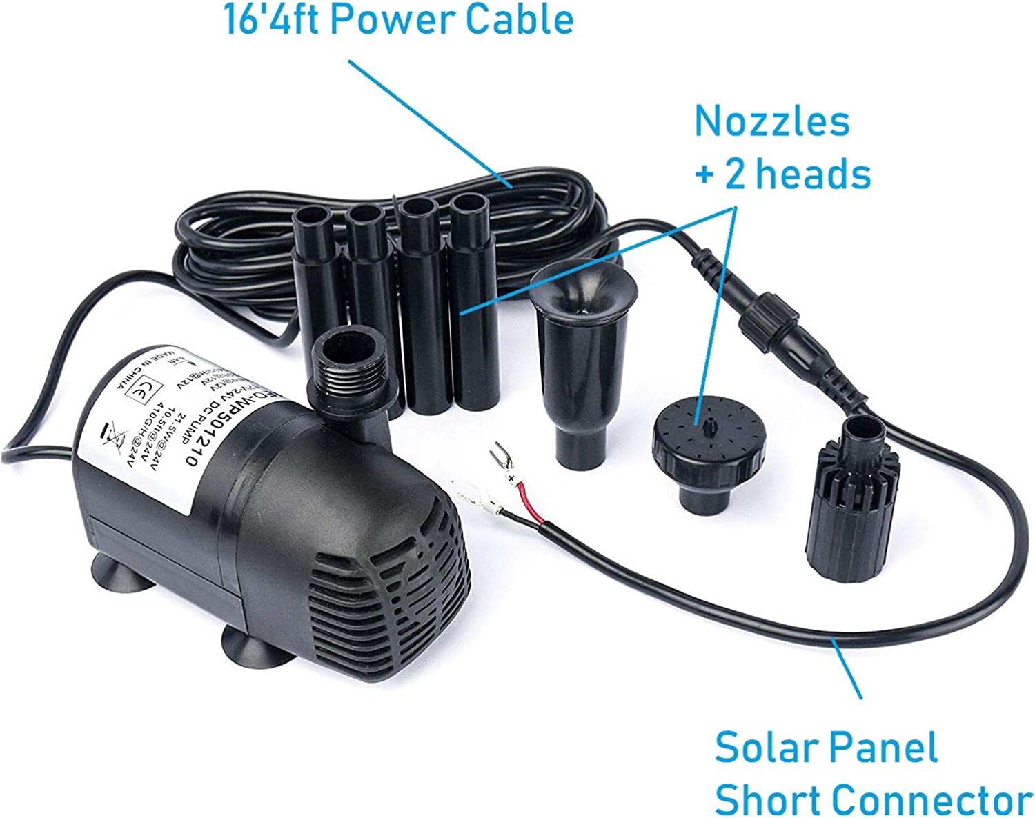 AEO 12V - 24V DC Brushless Submersible Water Pump, 410GPH, for Solar Fountain, Fish Pond, and Aquarium