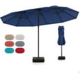 thumbnail image 2 of BECOMFORT 15Ft Large Double Side Patio Umbrella w/Base Included, Extra Large Outdoor Umbrella w/ 12 Metal Ribs, Air Vents, Crank System & Sand Bags, Twin Umbrella For Garden Backyard Pool (Navy), 2 of 18