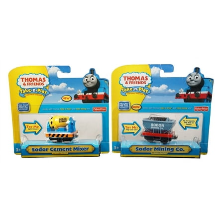 Set of 2 - Thomas & Friends Take-n-Play Sodor Cement Mixer   Sodor Mining Co.