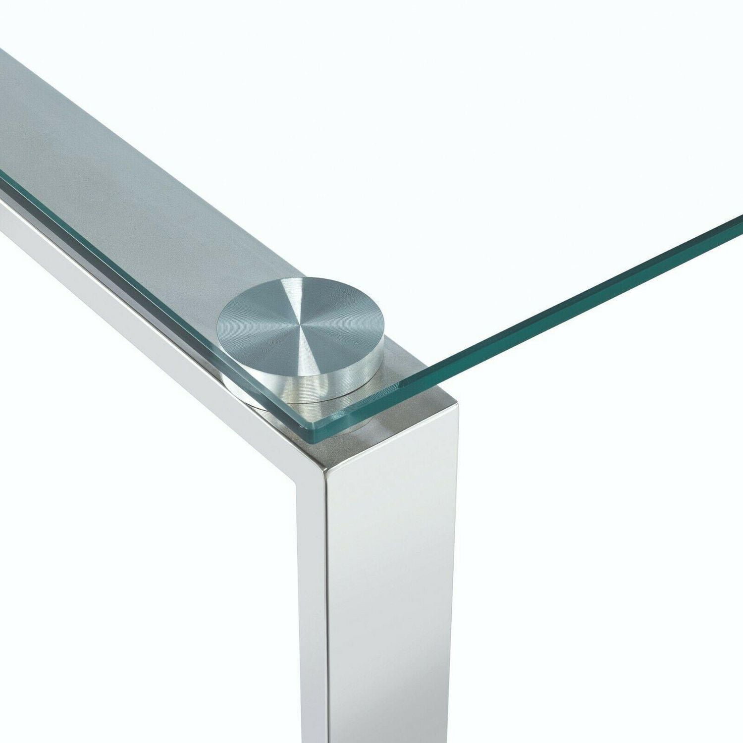 Heavenly Collection Glass Console Table in Silver