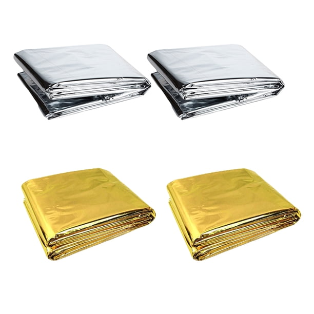 4pcs Camping Camping Mantas térmicas Mantas de emergencia Láminas de aluminio Mantas para exteriores