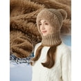 thumbnail image 4 of Mucky Cat Winter 3-in-1 Women's Balaclava Hat - Fleece Lined Beanie with Scarf & Neck Warmer, Cold Resistant Thermal Knitted Ski Mask for Ladies Khaki, 4 of 6