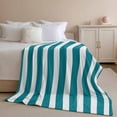 thumbnail image 3 of Flannel Fleece Throw Blanket Turquoise White Stripe Lightweight Soft Plush Blankets,Minimal Art Cozy Warm Throw Blanket for Couch Sofa Bed Car Office All Season Use 60x80in, 3 of 9