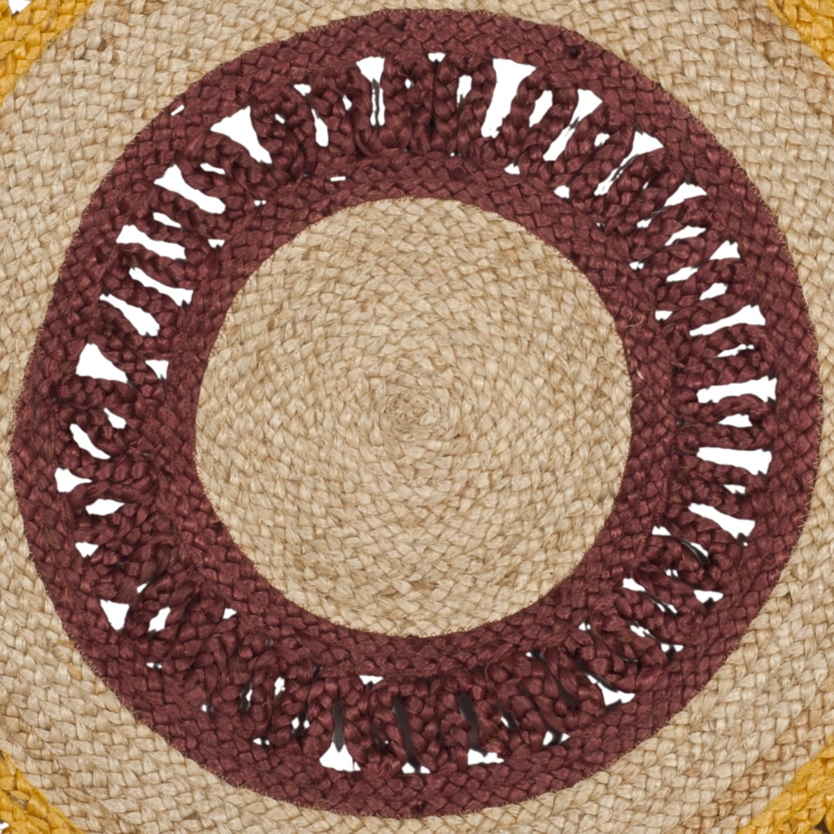SAFAVIEH Natural Fiber Della Geometric Braided Jute Area Rug, Black/Natural, 6' x 6' Round