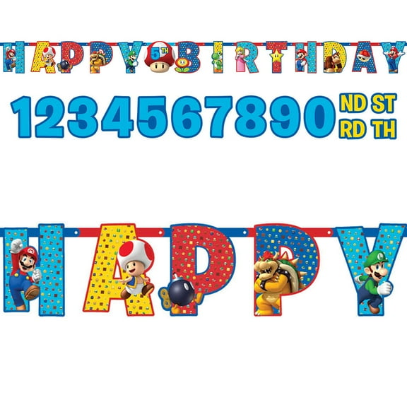 Super Mario Jumbo Add an Age Letter Banner Kit