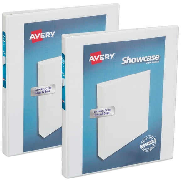 Avery Economy Showcase View 3 Ring Binder, 1/2 inch Round Rings, 2 White Binders (01673)