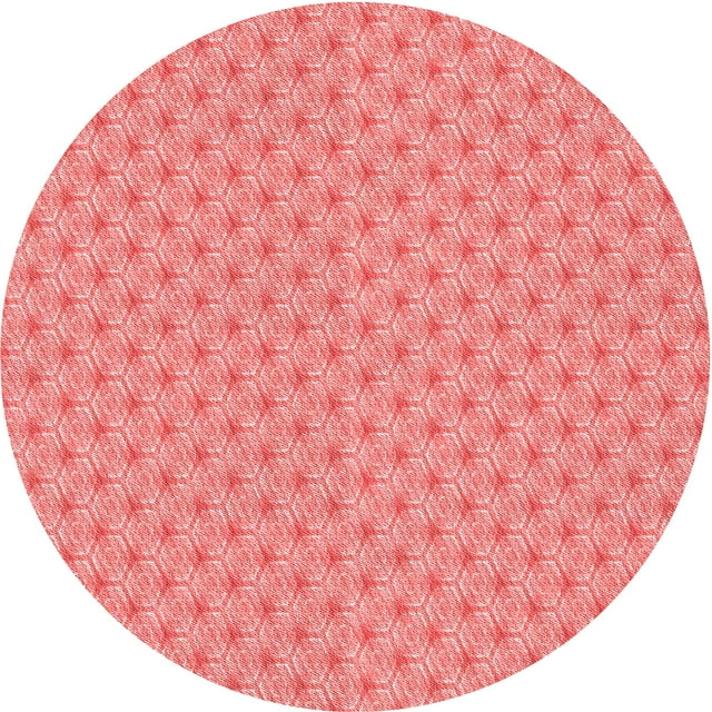 Ahgly Tapis Rond Lavable en Machine Intérieur Transitionnel Rose Corail Clair, 7 Pieds Rond