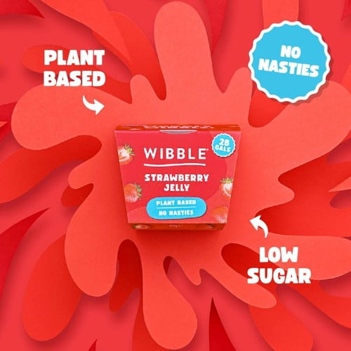 Wibble Plant-based Strawberry Jelly Pot 125g, British Import (Pack of 2)
