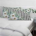 thumbnail image 3 of Spring Floral Pillow Covers, Linen Long Throw Pillow Case, Daisy Eucalyptus Leaves Black White Plaid Holiday Pillow Protector Decorative Cushion Cover for Living Room/Bedroom 12" x 20", 3 of 8