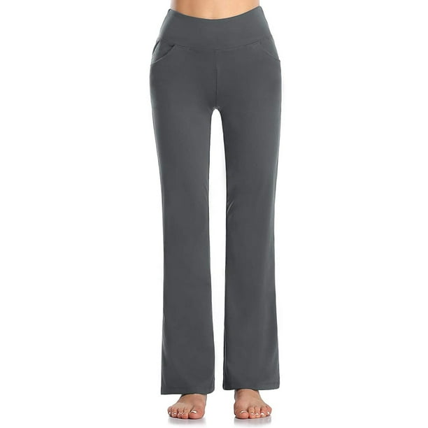 yievot Women's High Waist Flare Leggings Seamless Yoga Pants Comfortable  Ankle Length Workout Pants with Pockets 