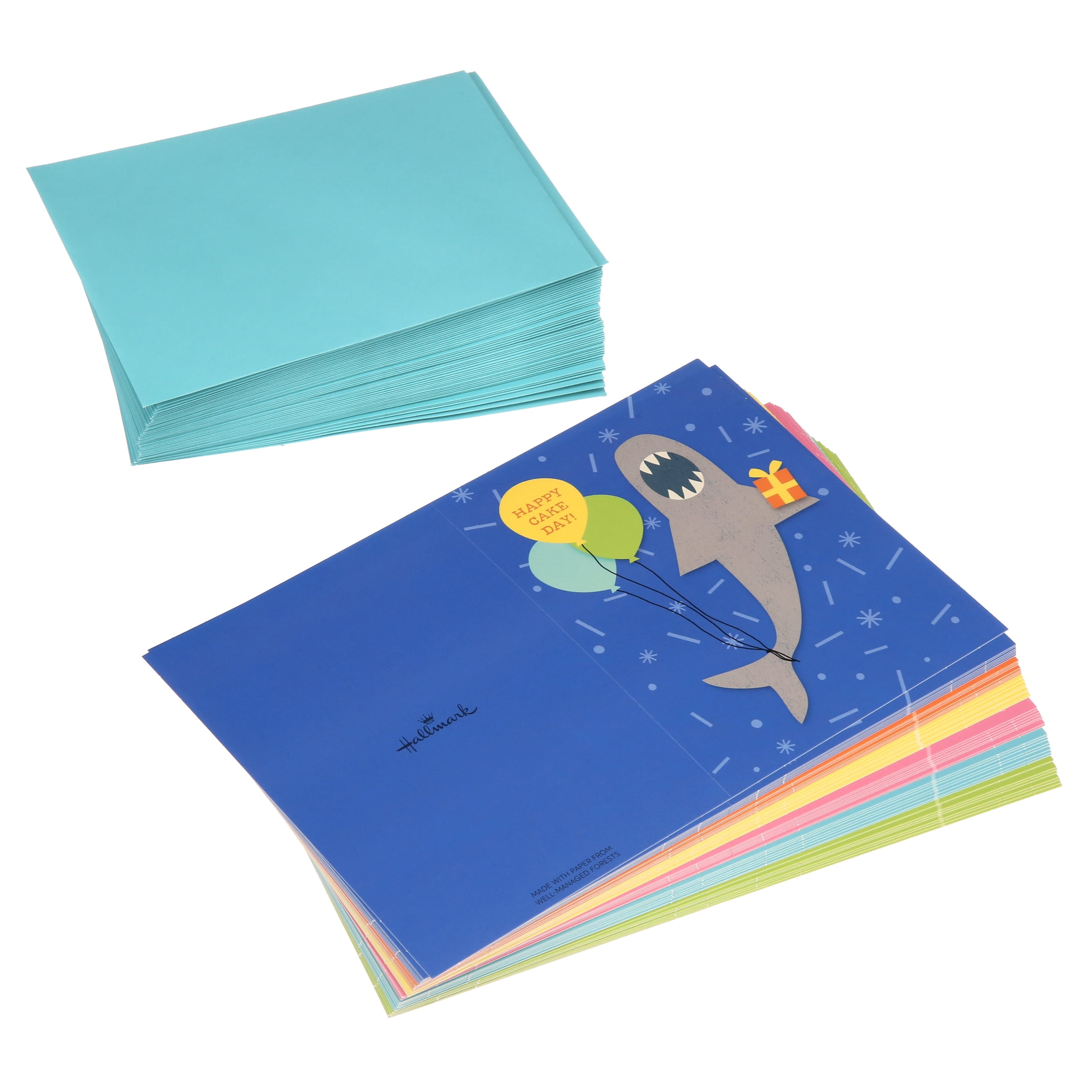 48 Cards with Envelopes Hallmark Birthday Cards for Kids Assortment Dinosaurs, Sloths, Unicorns, Flamingos, Turtles, Sharks 